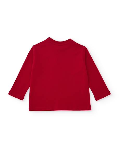 T-shirt en maille douce pour garçon avec imprimé amusant Rouge 2 - vertbaudet enfant 