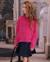 Pull fille en tricot avec texture moelleuse et col rond Rose 1 - vertbaudet enfant 
