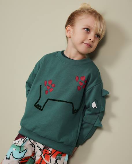 Sweat bébé garçon en molleton doux à motif rhinocéros Vert 1 - vertbaudet enfant 