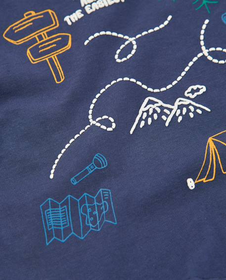 T-shirt en maille pour garçon à manches longues et imprimé aventure Bleu 4 - vertbaudet enfant 