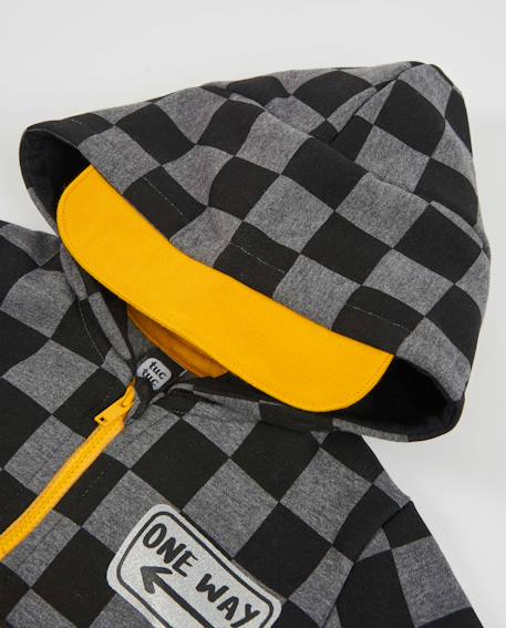 Sweat zippé garçon en molleton à carreaux contrastés Noir 4 - vertbaudet enfant 