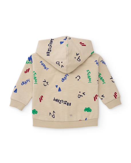 Veste zippée bébé garçon en molleton à capuche style urbain Beige 2 - vertbaudet enfant 