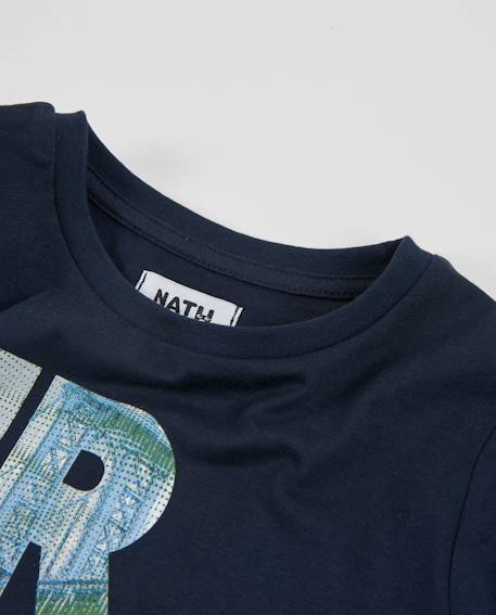 T-shirt garçon en maille avec sérigraphie urbaine Bleu 3 - vertbaudet enfant 