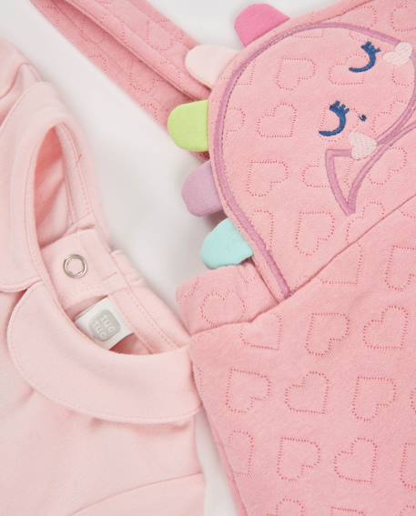 Ensemble bébé avec robe en tissu plat et t-shirt en maille Rose 6 - vertbaudet enfant 