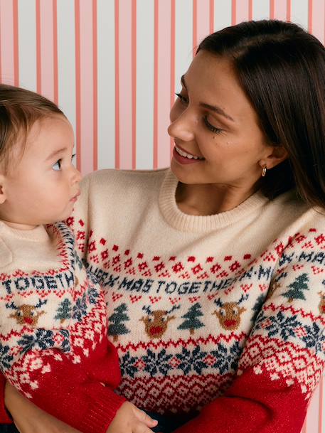 Pull de Noël Adulte Mixte Capsule Famille rouge 1 - vertbaudet enfant 