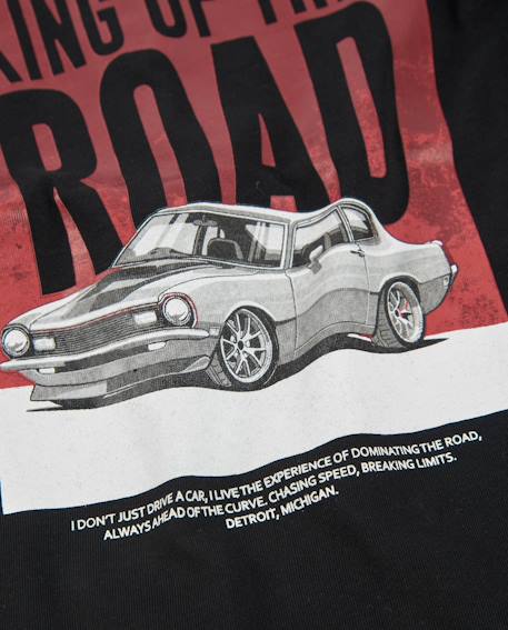 T-shirt garçon en jersey avec motif de voiture classique Noir 4 - vertbaudet enfant 