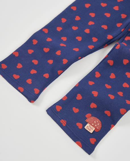Legging stretch en molleton pour fille avec motif cœurs Bleu 5 - vertbaudet enfant 