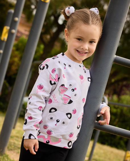 Ensemble bébé fille en molleton avec sweat panda et legging à nœuds Blanc 1 - vertbaudet enfant 