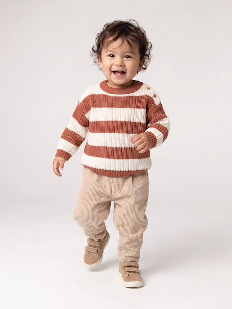 Pull bébé garçon manches longues marine+terracotta 12 - vertbaudet enfant 