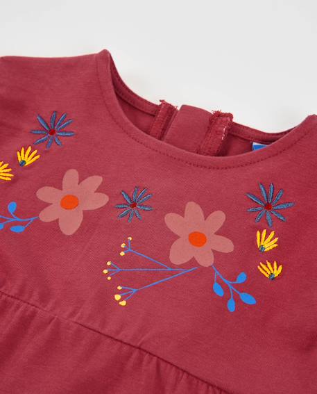 T-shirt bébé fille en jersey à imprimé floral et détails froncés Rouge 3 - vertbaudet enfant 