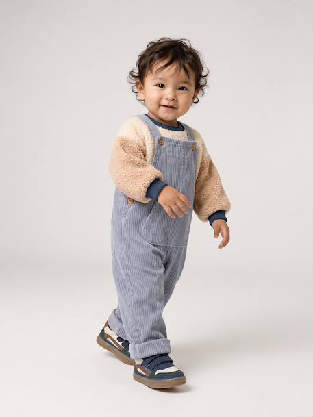 Ensemble salopette et sweat bébé bleu grisé 1 - vertbaudet enfant 