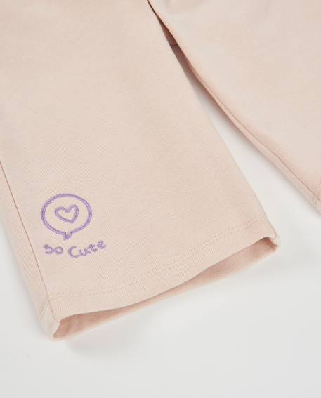 Pantalon en molleton pour fille avec broderie de fleurs et toucher doux Beige 4 - vertbaudet enfant 