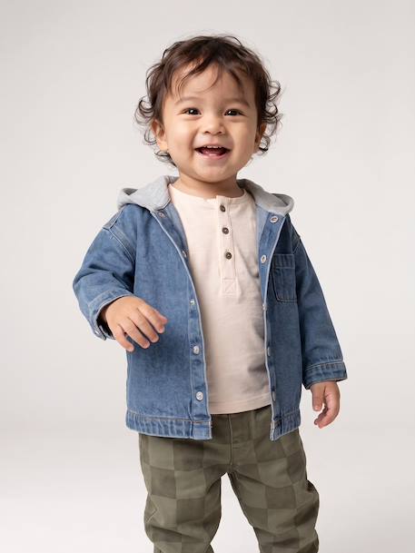 Chemise bébé personnalisable en denim avec capuche stone 4 - vertbaudet enfant 