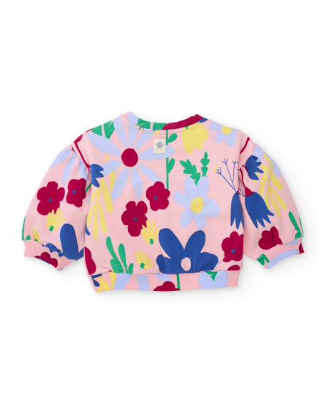 Sweat bébé fille en molleton à imprimé floral chaud et confortable Rose 2 - vertbaudet enfant 
