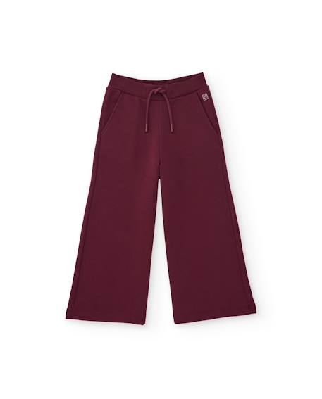 Pantalon fille en molleton avec coupe large et cordon ajustable Rouge 1 - vertbaudet enfant 