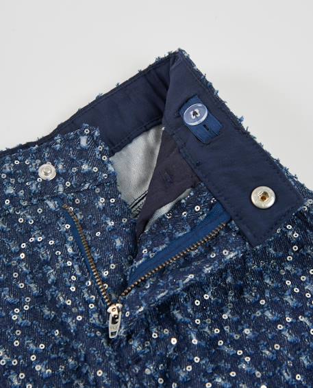 Jean fille à jambe large et paillettes Bleu 4 - vertbaudet enfant 