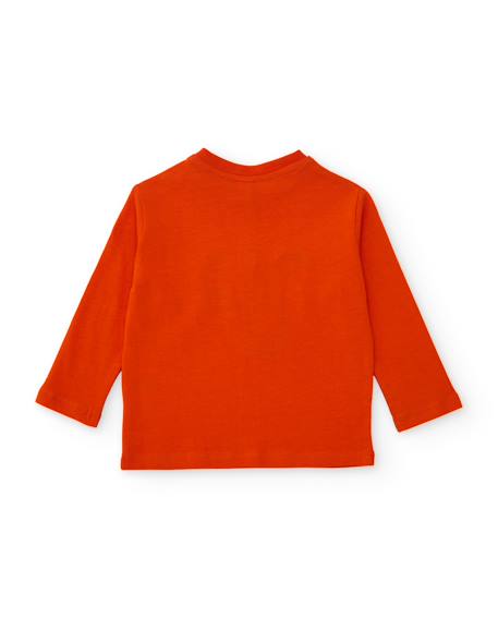 T-shirt en maille pour garçon à manches longues et motif amusant Orange 2 - vertbaudet enfant 