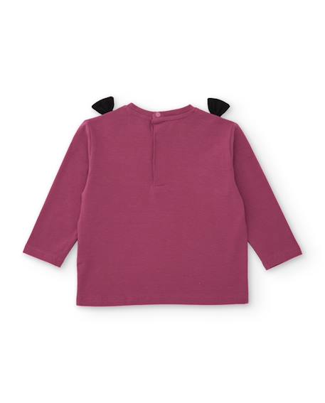T-shirt bébé fille à manches longues en jersey avec nœuds sur les épaules Violet 2 - vertbaudet enfant 