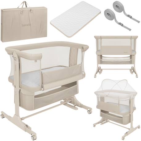 Lit cododo berceau 3en1 jodie réglable en hauteur et inclinaison avec matelas haute densité Beige cream+Beige taupe+Green graphite 1 - vertbaudet enfant 