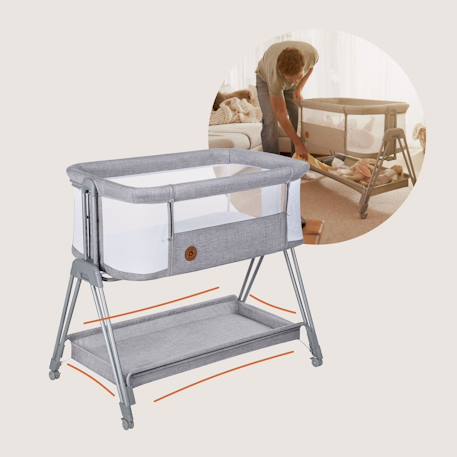 Lit cododo berceau 3en1 luna réglable en hauteur et inclinaison avec matelas Beige sand+Beige taupe+Grey concrete 14 - vertbaudet enfant 