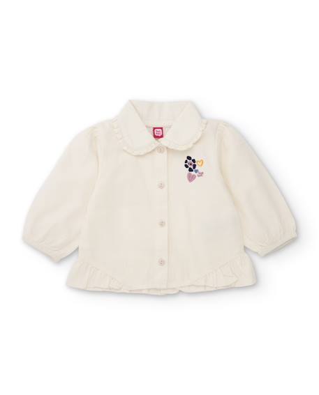 Blouse bébé fille en toile à col volanté et broderies Blanc 1 - vertbaudet enfant 