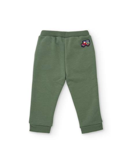 Pantalon garçon en molleton doux avec cordon ajustable Vert 2 - vertbaudet enfant 