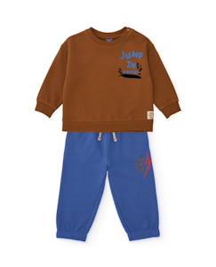 -Ensemble garçon en molleton avec sweat à message et pantalon de jogging
