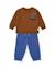 Ensemble garçon en molleton avec sweat à message et pantalon de jogging Marron 1 - vertbaudet enfant 