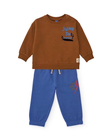 Garçon-Ensemble-Ensemble garçon en molleton avec sweat à message et pantalon de jogging