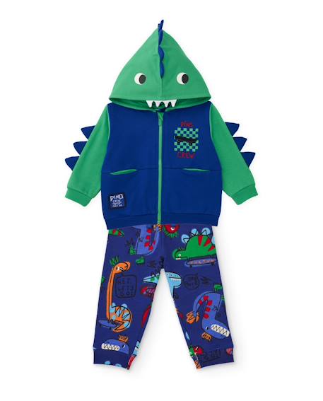 Ensemble molleton garçon  sweat zippé et pantalon imprimé Bleu 2 - vertbaudet enfant 