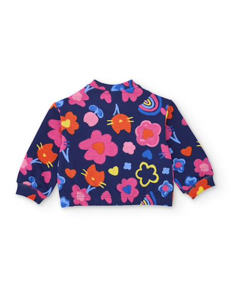 Veste zippée fille en molleton à imprimé floral Bleu 2 - vertbaudet enfant 