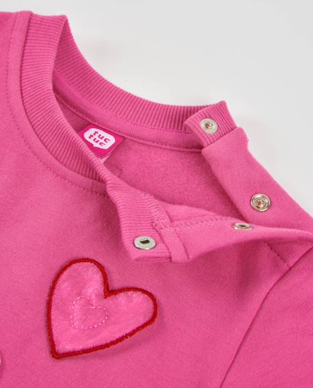 Sweat bébé fille en molleton chaud avec cœurs brodés Rose 4 - vertbaudet enfant 
