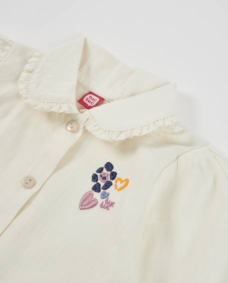 Blouse bébé fille en toile à col volanté et broderies Blanc 3 - vertbaudet enfant 