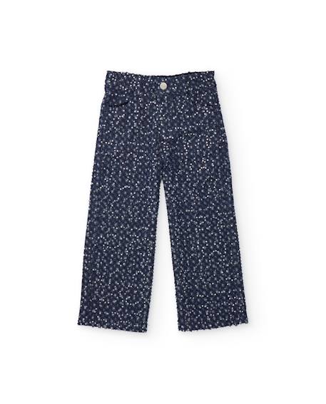 Jean fille à jambe large et paillettes Bleu 2 - vertbaudet enfant 