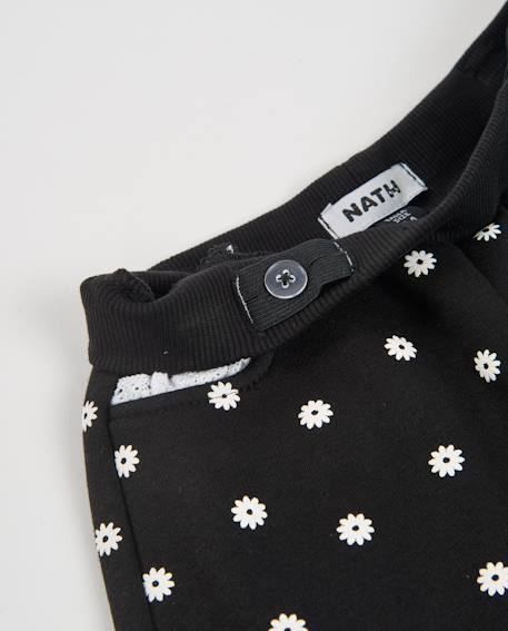 Pantalon fille en molleton avec jambes larges et design floral intégral Noir 4 - vertbaudet enfant 