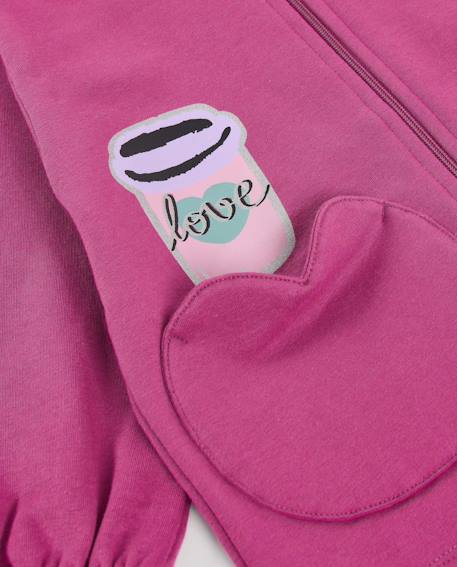 Sweat à capuche bébé fille en molleton à motif ludique Violet 4 - vertbaudet enfant 