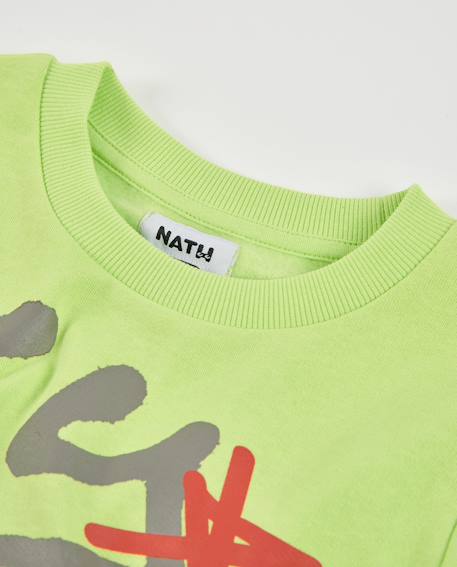 Sweat garçon en molleton avec imprimé frontal Vert 3 - vertbaudet enfant 