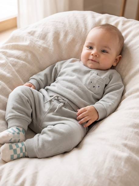 Ensemble sweat et pantalon naissance bébé garçon bleu glacier 1 - vertbaudet enfant 