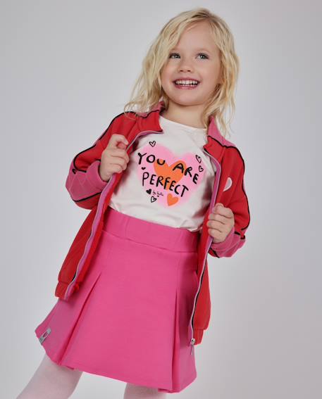Sweat zippé bébé fille en molleton doux à motif cœurs Rouge 1 - vertbaudet enfant 