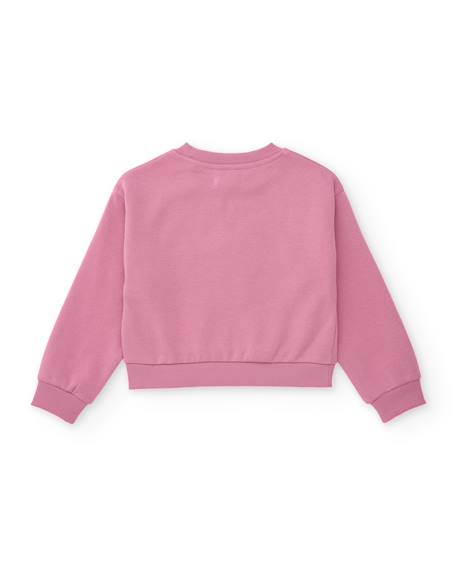 Ensemble de fille avec sweat en coton brodé et pantalon Rose 4 - vertbaudet enfant 