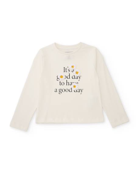 T-shirt fille en maille avec imprimé floral et message inspirant Blanc 2 - vertbaudet enfant 
