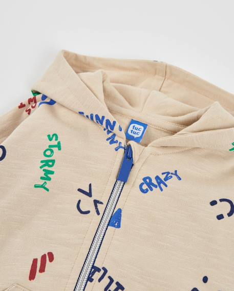 Veste zippée bébé garçon en molleton à capuche style urbain Beige 3 - vertbaudet enfant 