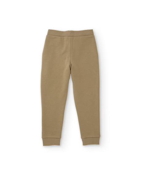 Pantalon confortable en molleton avec cordon de serrage pour garçon Beige 2 - vertbaudet enfant 