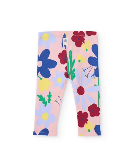 Legging bébé fille en molleton à motif floral et matière extensible Rose 2 - vertbaudet enfant 