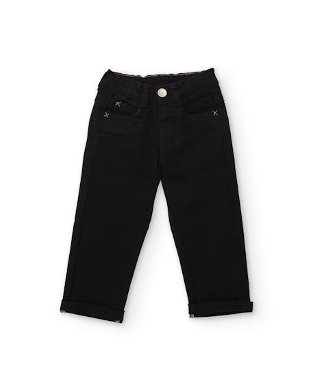 Pantalon garçon en sergé à taille réglable et coupe polyvalente Noir 1 - vertbaudet enfant 