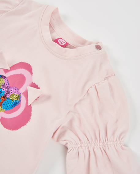T-shirt bébé fille en jersey à motif cœur et sequins Rose 4 - vertbaudet enfant 