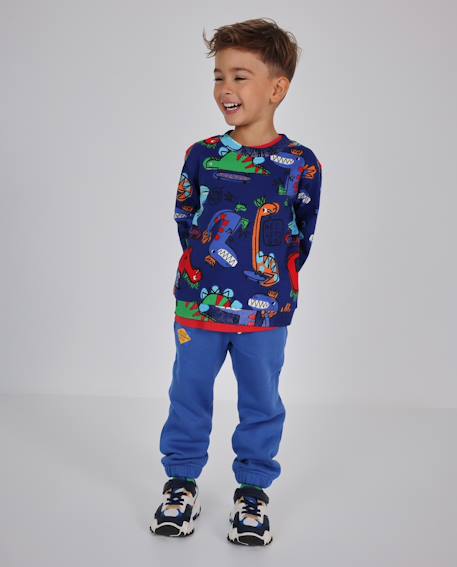 Pantalon de jogging garçon en molleton avec taille élastique Bleu 1 - vertbaudet enfant 