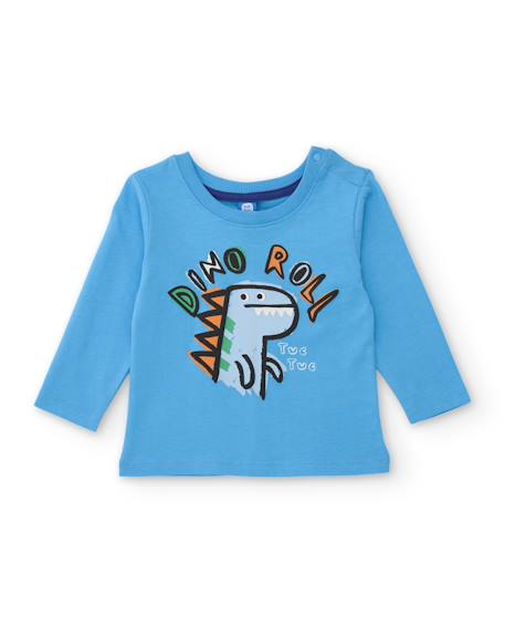 T-shirt manches longues garçon en jersey imprimé dinosaure Bleu 1 - vertbaudet enfant 