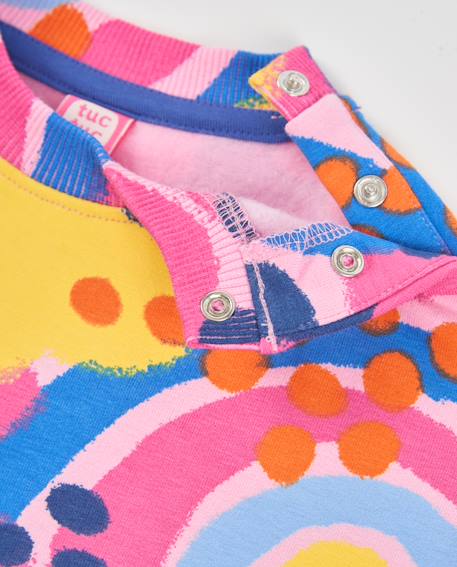 Sweat fille en molleton à imprimé floral abstrait Rose 3 - vertbaudet enfant 
