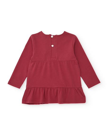 T-shirt bébé fille en jersey à imprimé floral et détails froncés Rouge 2 - vertbaudet enfant 